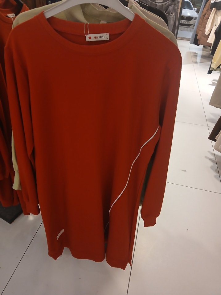 Koyu Kırmızı Uzun Kollu Rahat Kesim Tunik - Görsel 2