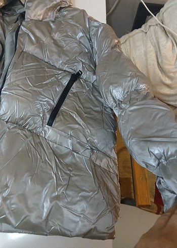 Gri Kadın Kısa Sokak Stili Mont - Görsel 4