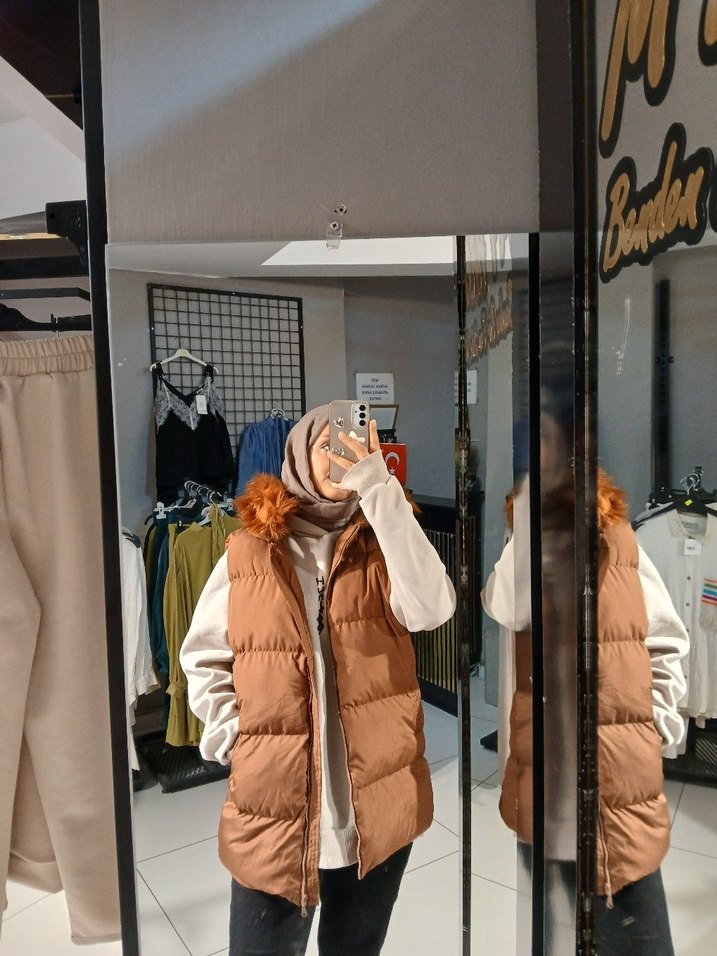 Gri Şişme Kadın Kışlık Ceket - Görsel 4