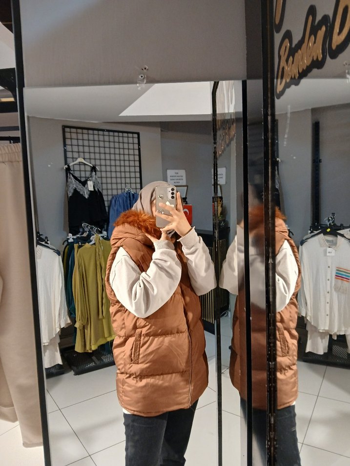 Gri Şişme Kadın Kışlık Ceket - Görsel 3