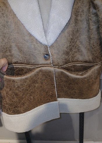 Kürklü Kahverengi Süet Kadın Ceket - Görsel 2