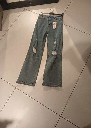 mavu Bol Kesim Kadın Midi Kot Pantolon - Görsel 2