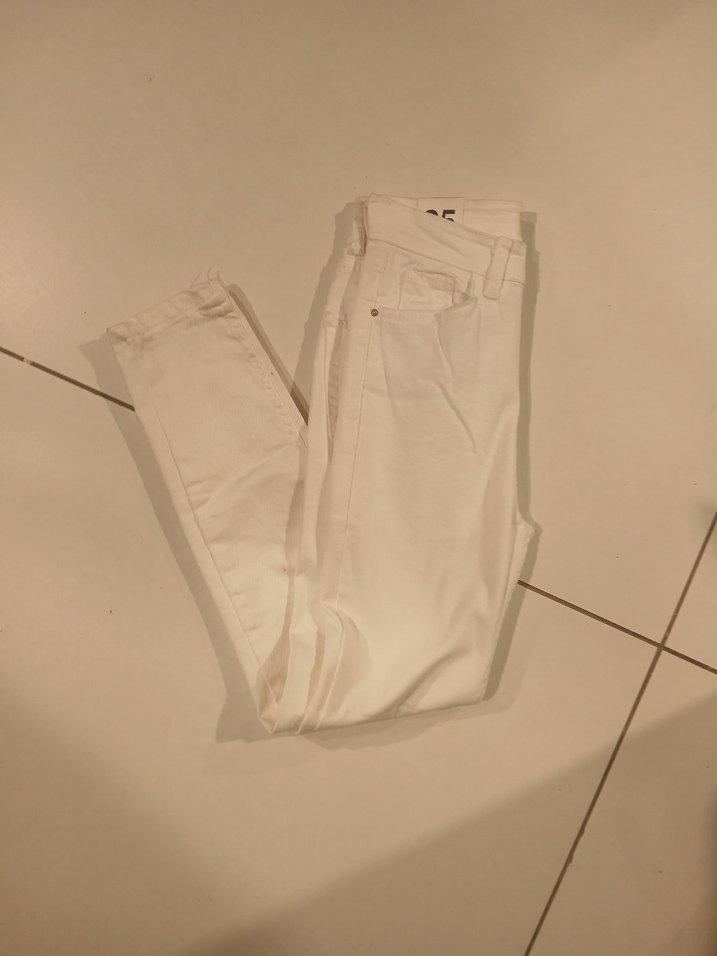 Kadın beyaz  Midi Boy Regular Fit Kot Pantolon - Görsel 2