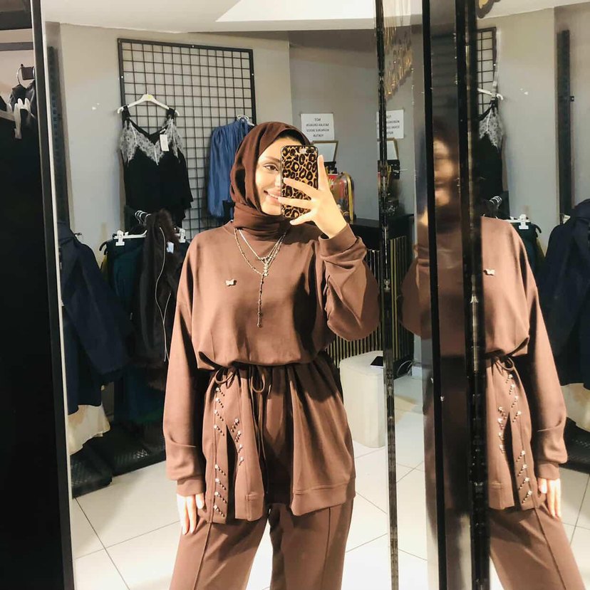 Kahverengi kürklü Yelek takım - Görsel 4