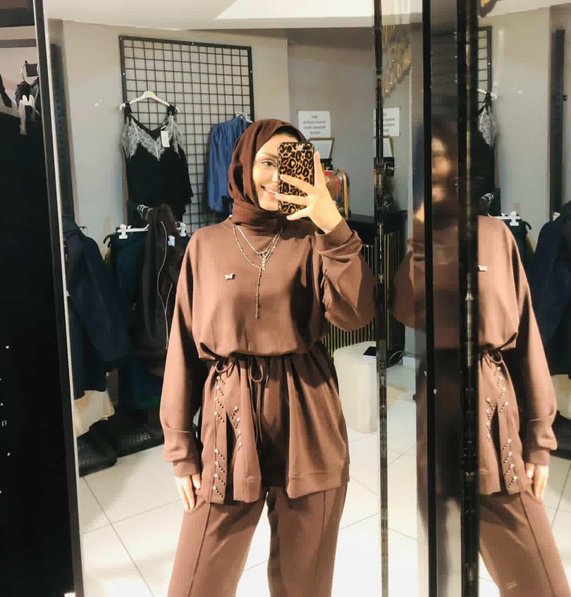 Kahverengi kürklü Yelek takım - Görsel 3