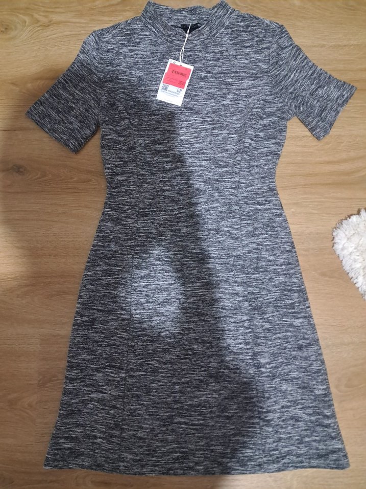 jimmy key Gri Kısa Yüksek Yakalı Elbise - Görsel 3