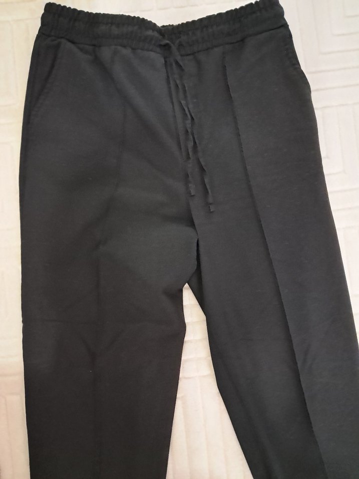 Siyah Midi Kumaş Kadın Pantolon - Görsel 4