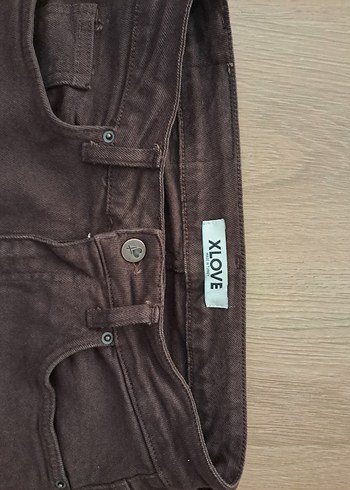 Kadın Kahverengi Kot Etek - Görsel 4