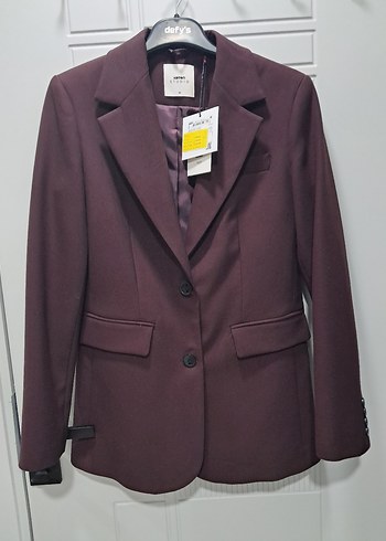 Bordo Düğmeli Kadın Blazer Ceket - Görsel 2