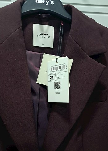 Bordo Düğmeli Kadın Blazer Ceket - Görsel 4