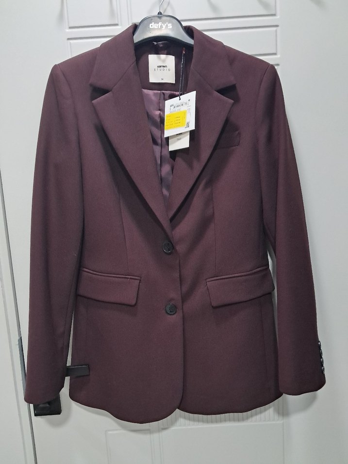 Bordo Düğmeli Kadın Blazer Ceket - Görsel 2