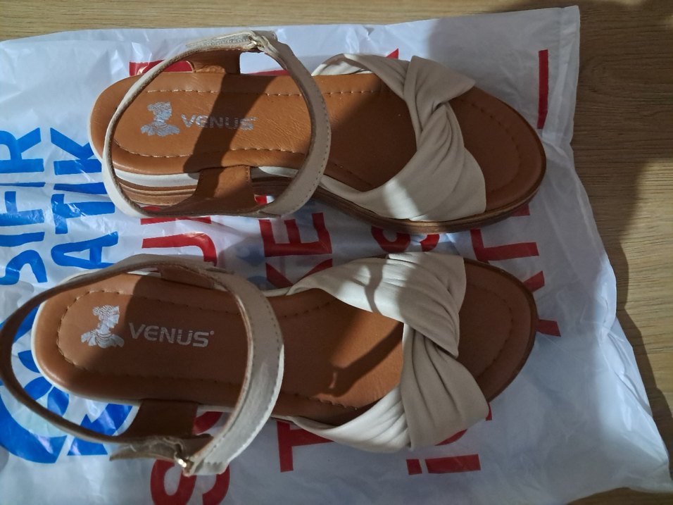 venüs Bej Kadın Dolgu Topuklu Sandalet - Görsel 3