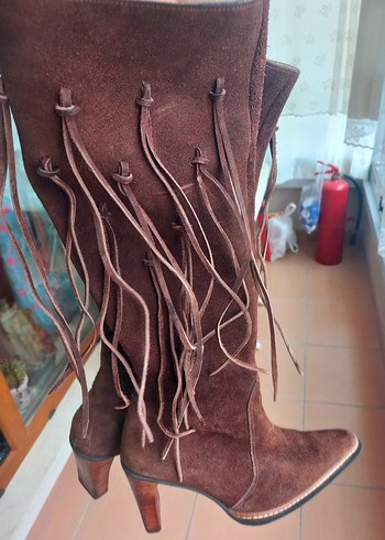 HAKİKİ SÜET GÜDERİ DERİ PÜSKÜLLÜ İTALYAN ÇİZME - Görsel 4