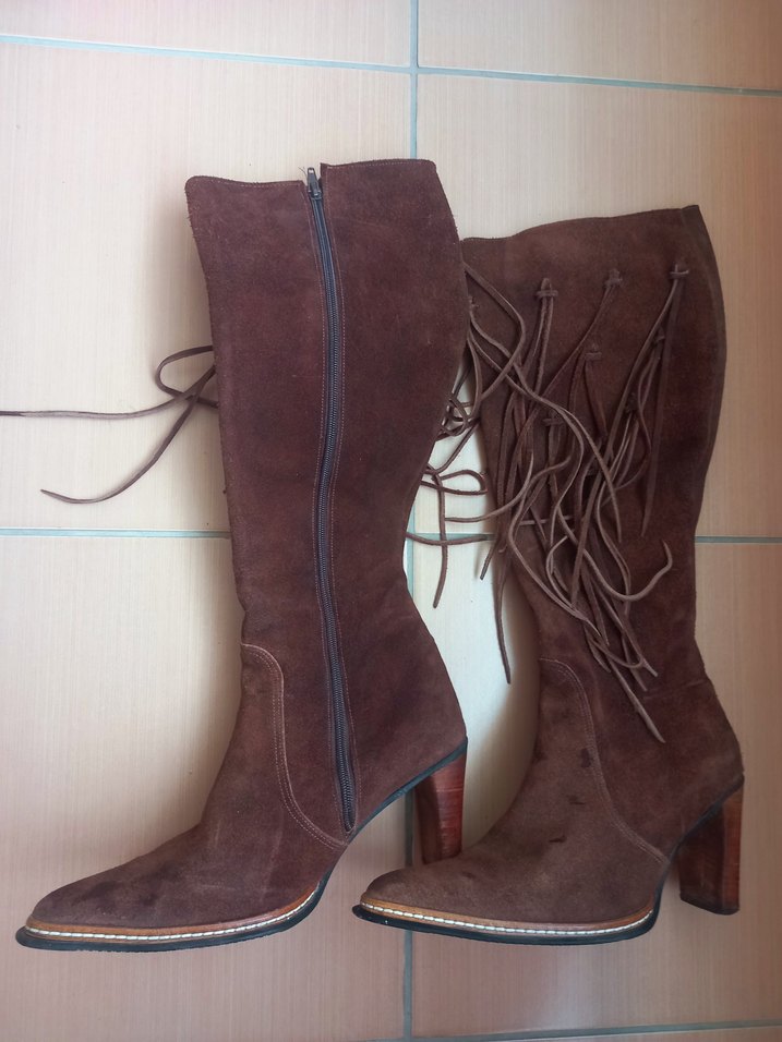 HAKİKİ SÜET GÜDERİ DERİ PÜSKÜLLÜ İTALYAN ÇİZME - Görsel 3