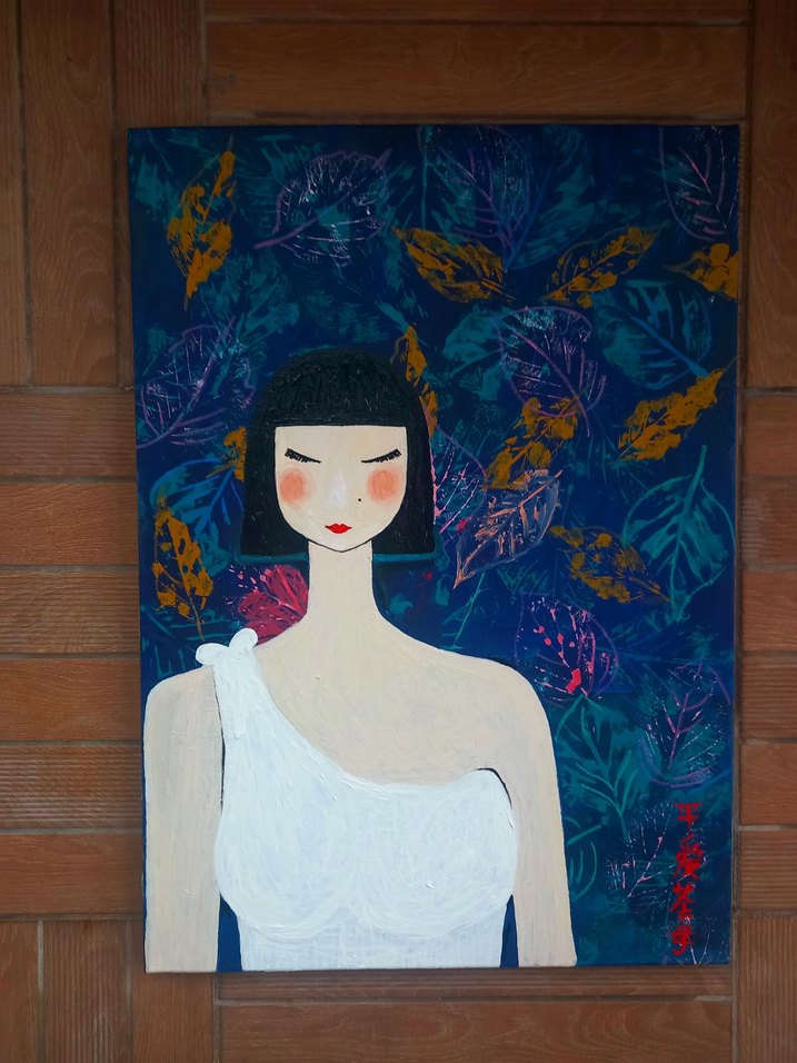 ÇİN RESSAM İMZALI KADIN FİGÜRLÜ RESİM TABLO - Görsel 2