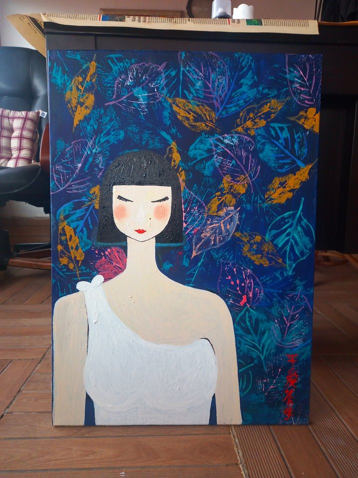 ÇİN RESSAM İMZALI KADIN FİGÜRLÜ RESİM TABLO - Görsel 5