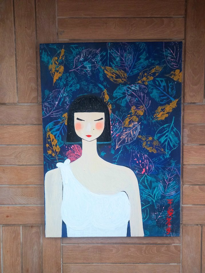 ÇİN RESSAM İMZALI KADIN FİGÜRLÜ RESİM TABLO - Görsel 4