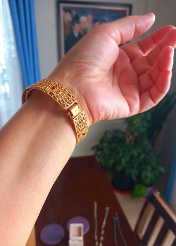 Altın Kaplama Hint Kelepçeli Bilezik - Görsel 2