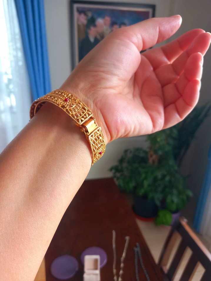 Altın Kaplama Hint Kelepçeli Bilezik - Görsel 2