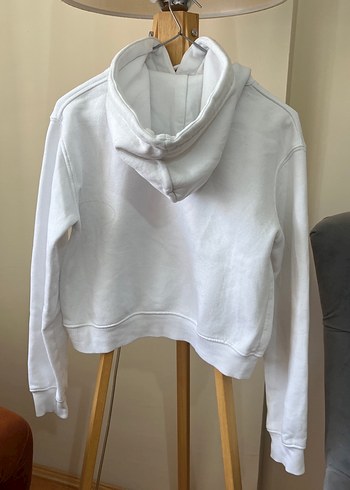s Beden Beyaz Yüksek Yakalı Salaş Sweatshirt