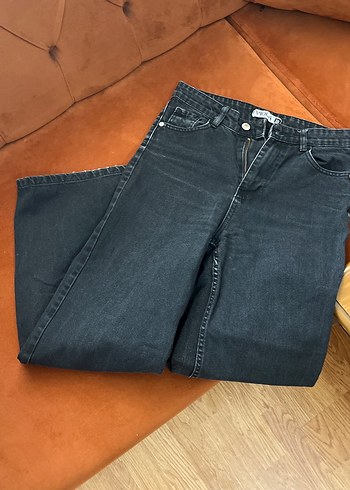 Gri Loose Fit Kadın Denim Pantolon