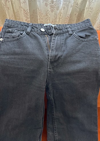 36 Beden Gri Loose Fit Kadın Denim Pantolon
