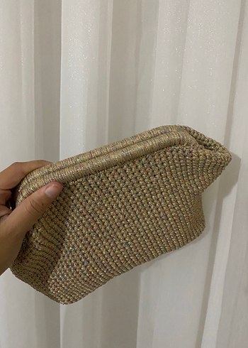 Beden çeşitli Renk Bej Örgü Kadın Portföy Çanta