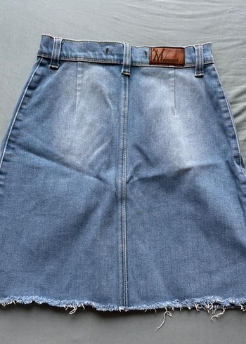 Diğer Düğmeli Mavi Jean Mini Etek
