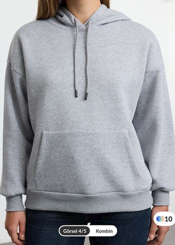 Gri Kapüşonlu Kadın Sweatshirt