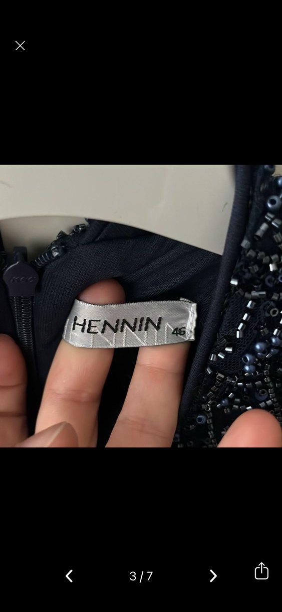 Boncuk İşlemeli Lacivert Uzun Kadın Elbise - Görsel 3