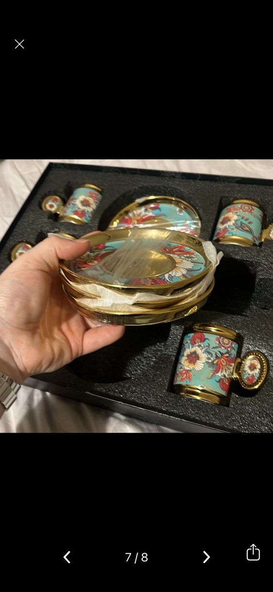 Altın Detaylı Çiçek Desenli Mini Fincan Seti - Görsel 5