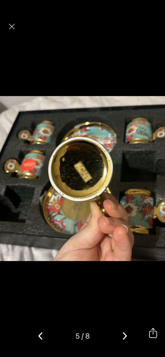 Altın Detaylı Çiçek Desenli Mini Fincan Seti - Görsel 3