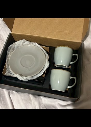 Gri Seramik Kahve Fincanı ve Tabağı - Görsel 2