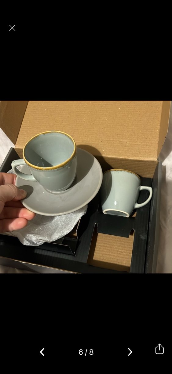 Gri Seramik Kahve Fincanı ve Tabağı - Görsel 3