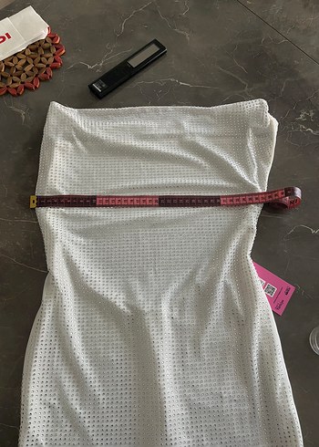 s Beden Parlak Beyaz Mini Elbise
