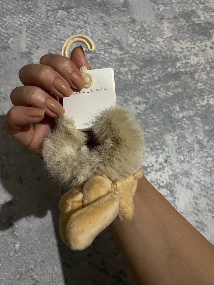 Bej Peluş Ayıcık toka - Görsel 3