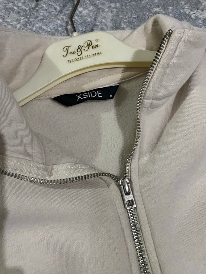 Kadın Baskılı Fermuarlı Sweatshirt - Görsel 4