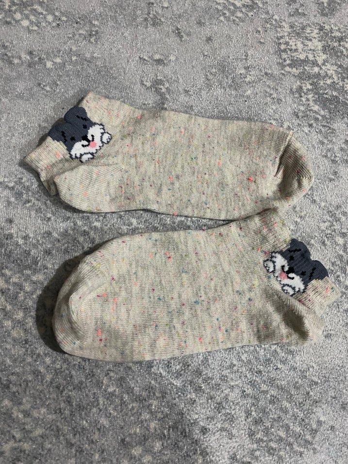 Kız Çocuk Nakışlı Gri Triko Çorap - Görsel 2