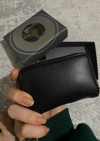 Klasik Siyah Deri Fermuarlı Kadın kartlık - Görsel 5