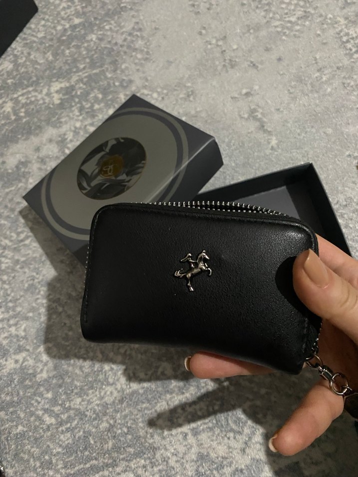 Klasik Siyah Deri Fermuarlı Kadın kartlık - Görsel 2