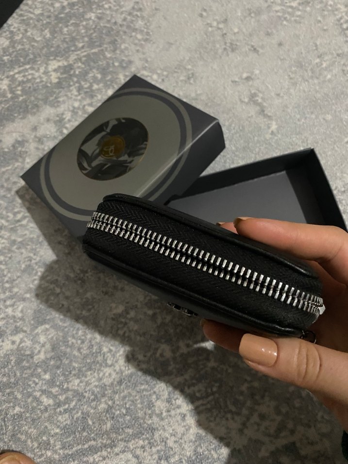 Klasik Siyah Deri Fermuarlı Kadın kartlık - Görsel 3