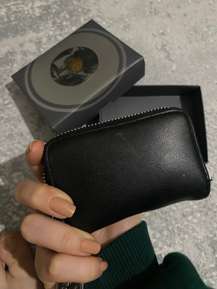 Klasik Siyah Deri Fermuarlı Kadın kartlık - Görsel 5
