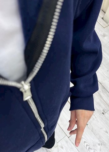 Diğer Kadın Lacivert Kapüşonlu Fermuarlı Sweatshirt