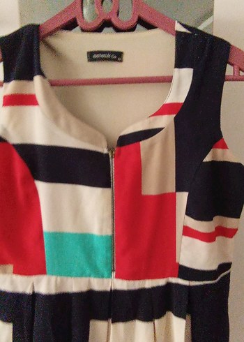 Çok Renkli Desenli Midi Kadın Elbise - Görsel 5