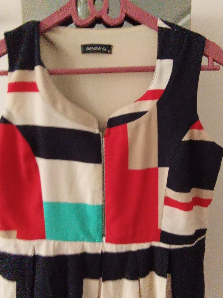 Çok Renkli Desenli Midi Kadın Elbise - Görsel 5