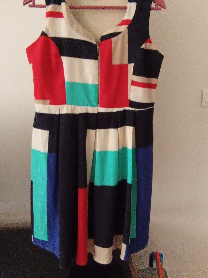 Çok Renkli Desenli Midi Kadın Elbise - Görsel 2