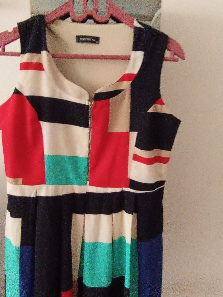 Çok Renkli Desenli Midi Kadın Elbise - Görsel 3