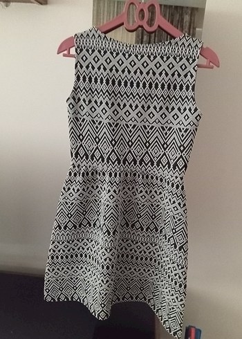 Gri Desenli Bohem Kadın Triko Elbise - Görsel 8