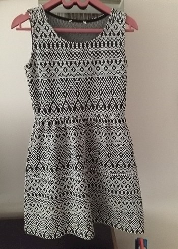 Gri Desenli Bohem Kadın Triko Elbise - Görsel 3