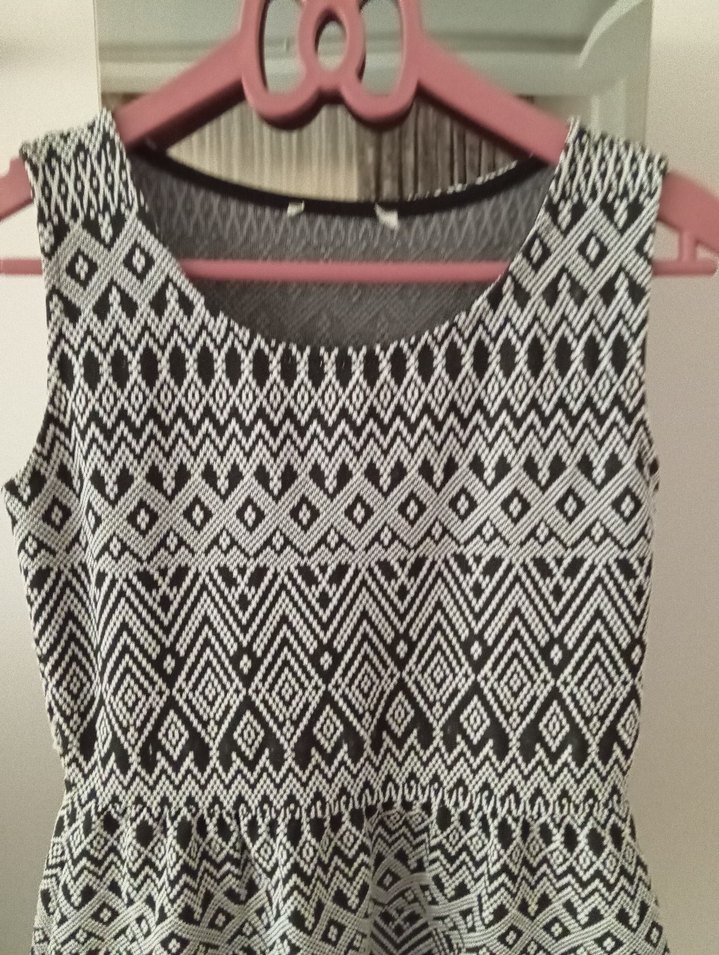 Gri Desenli Bohem Kadın Triko Elbise - Görsel 4